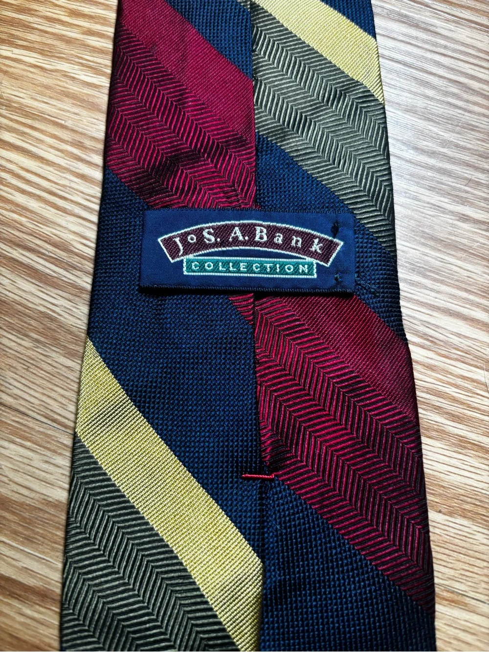 Jos. A. Bank Diagonal Stripe Tie in Navy, Burgundy & Olive